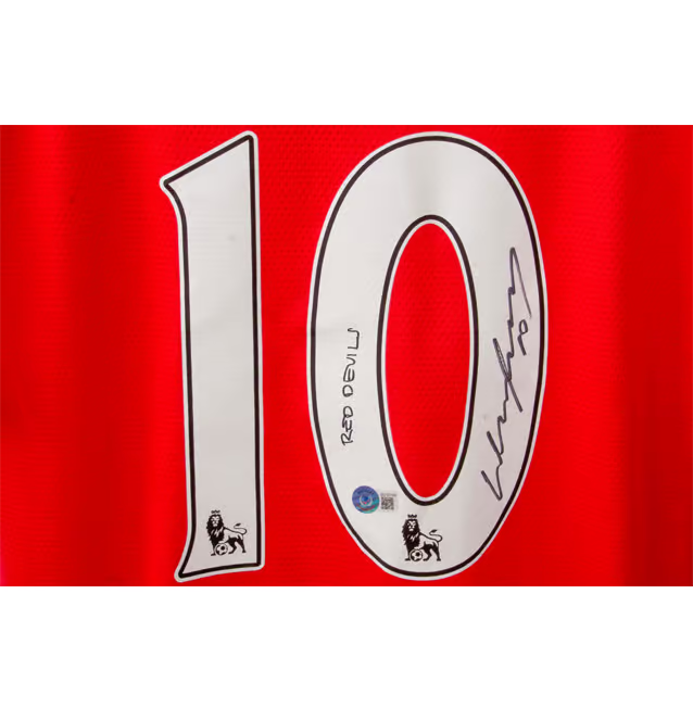 Wayne Rooney Signed Manchester Utd Home Soccer Jersey Inscribed with Beckett COA